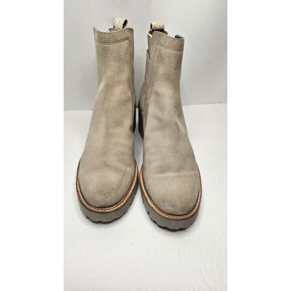 Dolce Vita Womens Boots 9.5 M Beige Suede Ankle Booties Chunky Heel Pull On - Picture 2 of 10